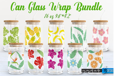 Summer 16 oz Glass Can Wrap SVG| Tropical SVG Glass Can Wrap