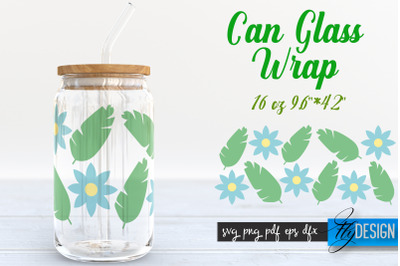 Summer Glass Can Wrap SVG | Tropical 16 oz Libbey Glass Can Wrap SVG