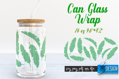 Summer Glass Can Wrap SVG | Tropical 16 oz Libbey Glass Can Wrap SVG