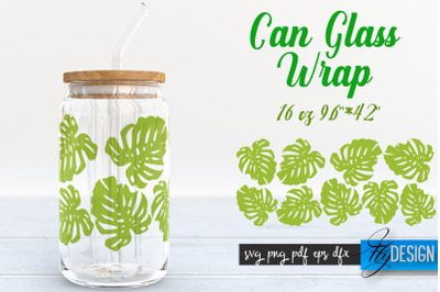 Summer Glass Can Wrap SVG | Tropical 16 oz Libbey Glass Can Wrap SVG