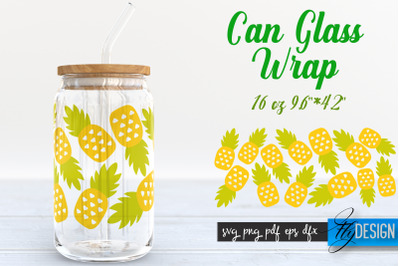 Summer Glass Can Wrap SVG | Tropical 16 oz Libbey Glass Can Wrap SVG