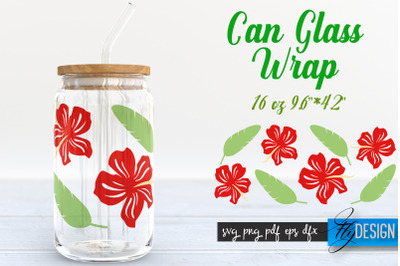 Summer Glass Can Wrap SVG | Tropical 16 oz Libbey Glass Can Wrap SVG