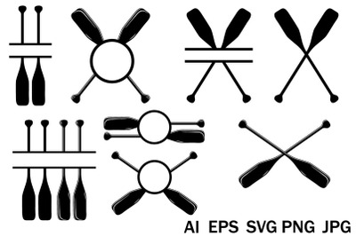 Boat oars&2C; set of svg templates&2C; SVG monogram