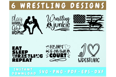 Wrestling Quotes SVG Bundle&2C; 6 Designs&2C; Wrestling Sayings SVG&2C; PNG