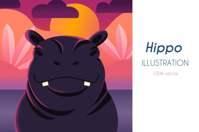 Hippo illustration, vector
