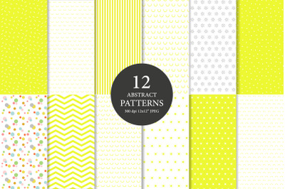 Summer Yellow Print, Digital Paper Set, Summer patterns