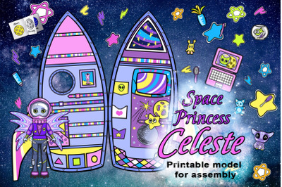 Space Ship Model for Girl, Doll House, Doll and Acsessuares, DIY Craf