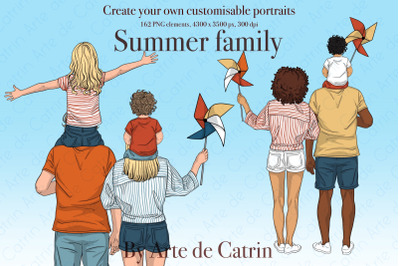 Summer Family Clipart, Beach Family