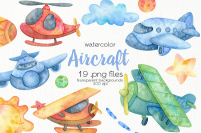 Watercolor Aviation Clipart