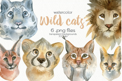 Watercolor Wild Cats Clipart