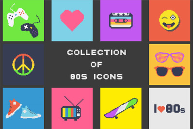 Colorful retro icons - style 80-90s