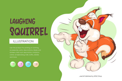 Cartoon Laughing Squirrel. Clipart.