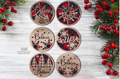 Believe Christmas Round SVG Bundle | Coaster Laser Cut Files