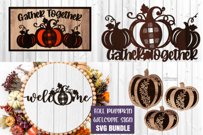 Fall Pumpkin Sign SVG Bundle Laser Cut Files | Welcome Sign SVG Glowfo