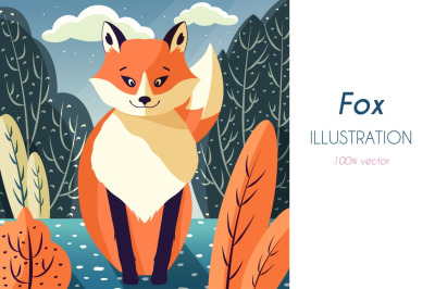 Fox illustration, vector