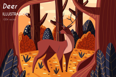 Deer illustration, vector