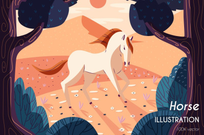 Horse illustration, vector