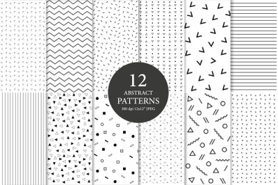 Seamless patterns, Abstract geometric shapes, Black &amp; white textures