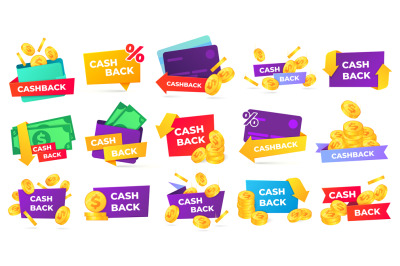 Cashback badges collection, get reward for purchase