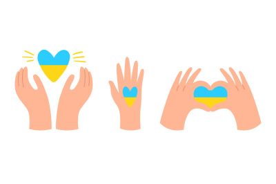 Heart for Ukraine. support and assistance by hands