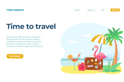 Time to travel concept landing page, sea rest