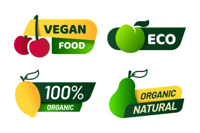 Vegan labels collection, organic and natural products