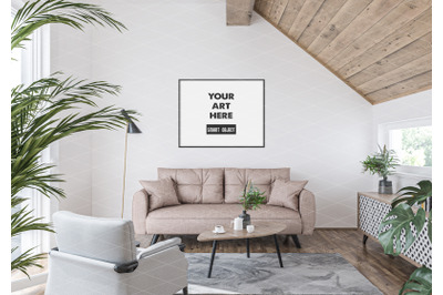 Interior scene artwork background frame mockup