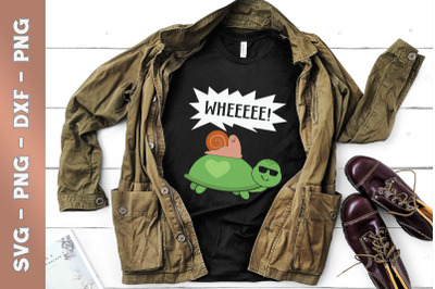 Snail Riding Turtle Funny Gift