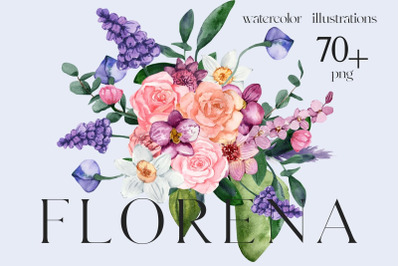 Florena watercolor floral PNG