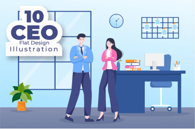 10 CEO Businessman Cartoon Illustration