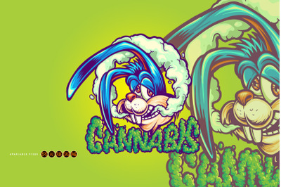 Bunny Smoking Weed Cannabis word Vapor Effect