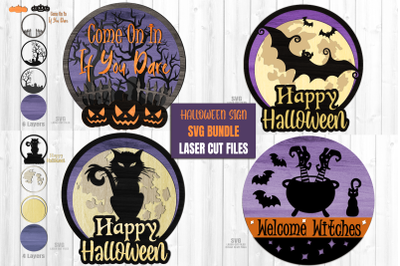 Halloween SVG Bundle Laser Cut Files | Halloween Welcome Sign SVG