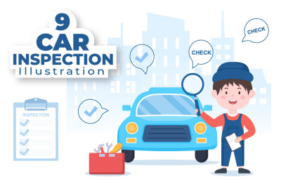 9 Car Inspection Transport Illustration