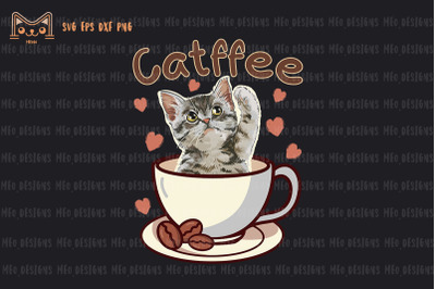 Catfee Cute Cat In Coffee Cup