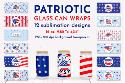 Glass can wrap sublimation. Patriotic sublimation designs