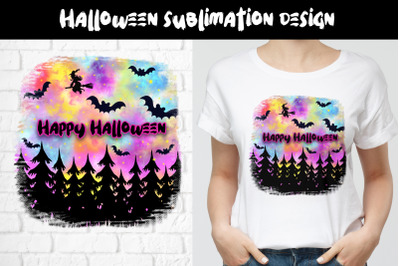 Halloween sublimation design flying witch, Happy Halloween