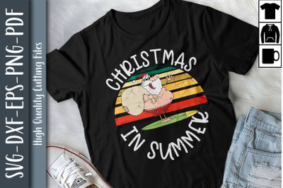 Christmas Summer Santa Surfing Hawaiian