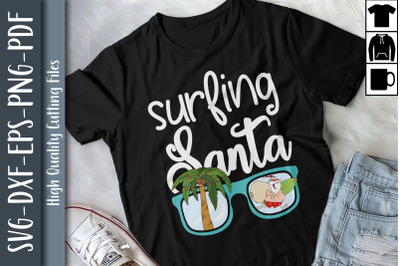 Funny Design Surfing Summer Santa