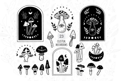 Mushroom celestial magic svg / celestial mushrooms clipart