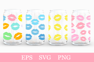 Lips Can Glass Wrap sublimation. Lips Can Glass template