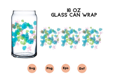 16 oz Glass Can Wrap Watercolour Flowers