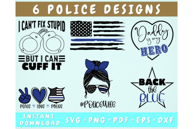 Police Quotes SVG Bundle, 6 Designs, I Can&#039;t Fix Stupid, Police Wife