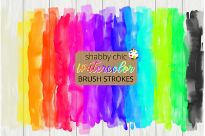 Shabby Chic Watercolor Rainbow Brush Strokes