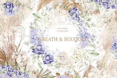 Watercolor Wreath &amp; Bouquet