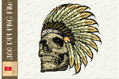 American Skull Native Indian Eagle Chief