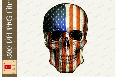 USA American Vintage Flag Skull PNG