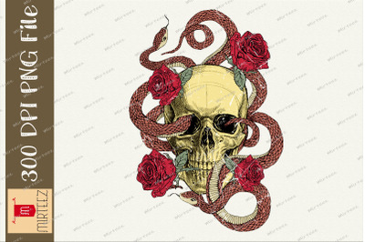 Vintage Skull Snake Rose Sublimation