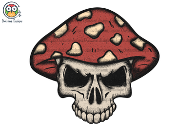 Mushroom Skull tattoo Sublimation
