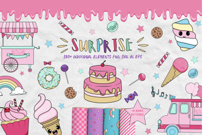 Digital Sweet One Candy Land Party clip art set, Desserts, Sweet Treat