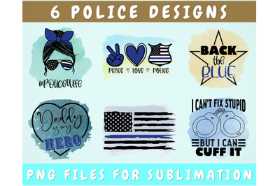 Police Sublimation Designs Bundle, 6 Police Quotes PNG Files